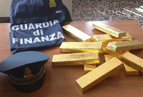 Số vàng mà cảnh sát tài chính Italy tịch thu. Ảnh: swissinfo.