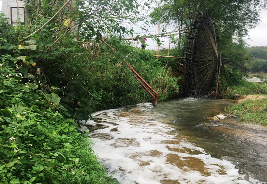 Nước thải của Công ty Tuấn Vinh chuyên sản xuất bột giấy, vàng mã trên địa bàn huyện Lang Chánh (Thanh Hóa) xả thải thẳng ra sông Âm khiến cá chết hàng loạt